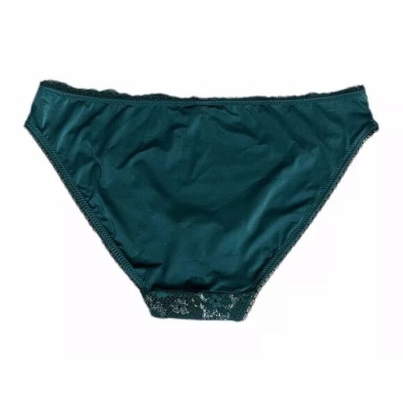 Victorias Secret Body Supersoft Satiny Metallic Lace front Bikini panty Green - Picture 3 of 6
